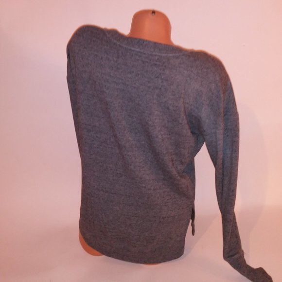 Athleta Sweater Small Gray Marl Long Sleeve Side Slits Crew Neck Pit to Pit 20.5 - Picture 8 of 10
